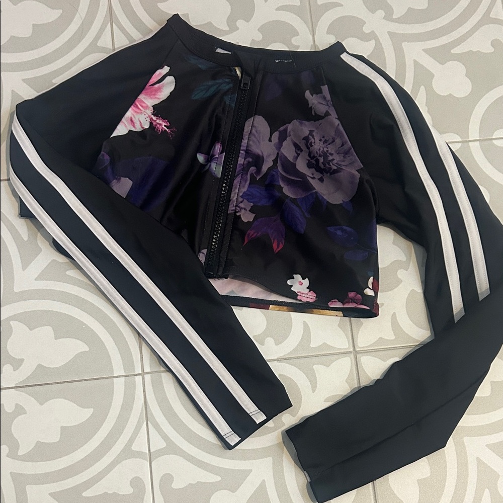 Floral Black Long Sleeve rash guard
